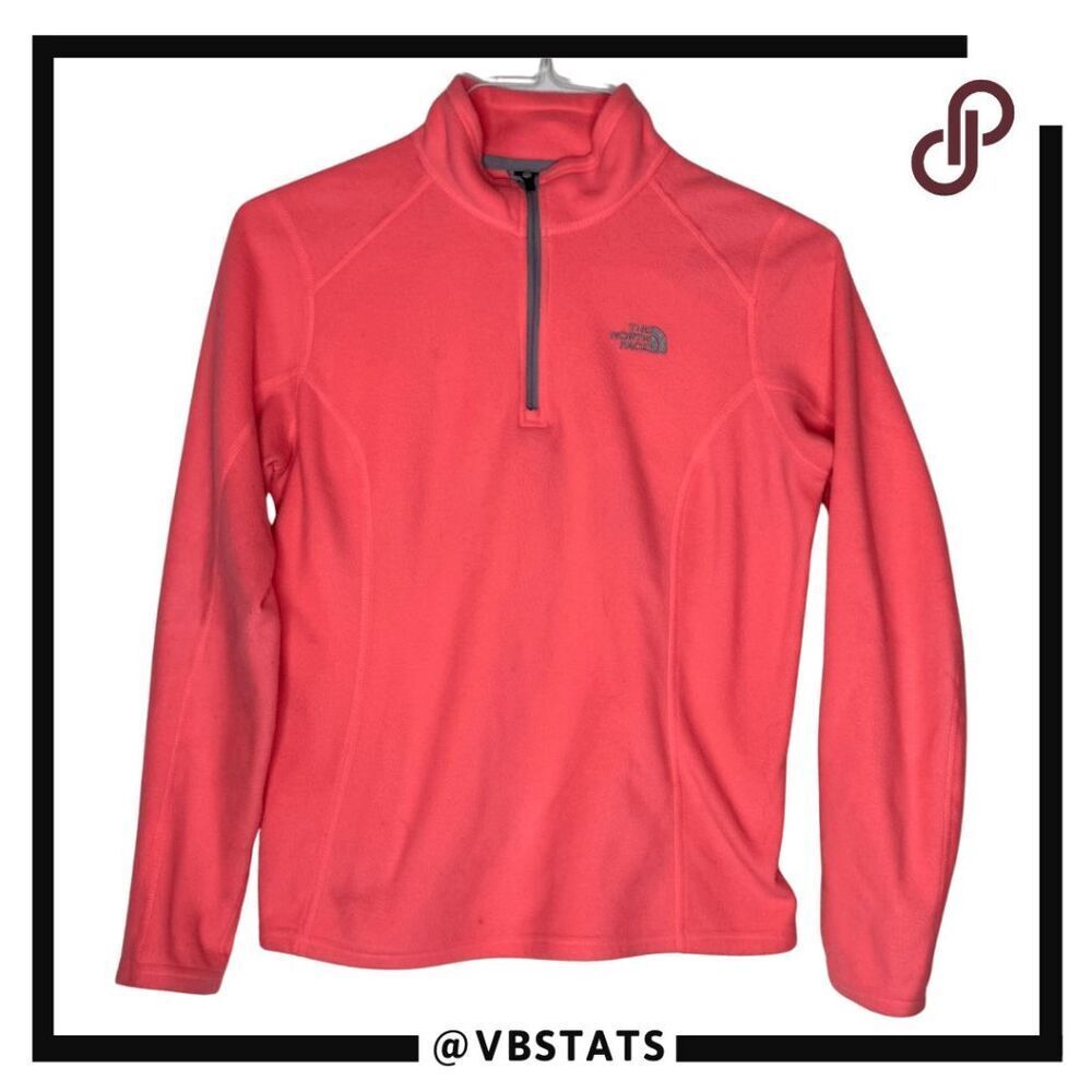 The North Face Women's Glacier‎ 1/4 Zip Fleece Pullover Jacket Coral Medium